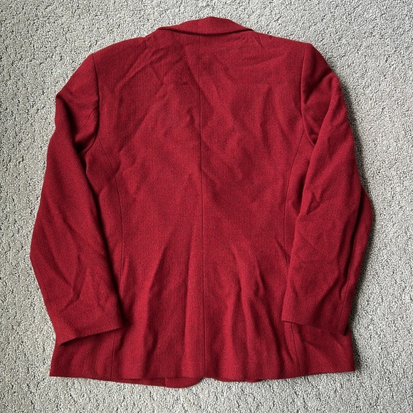 Pendleton Vintage Wool 2 Button Blazer Rich Red Business Jacket Holiday 16 USA - Picture 3 of 10